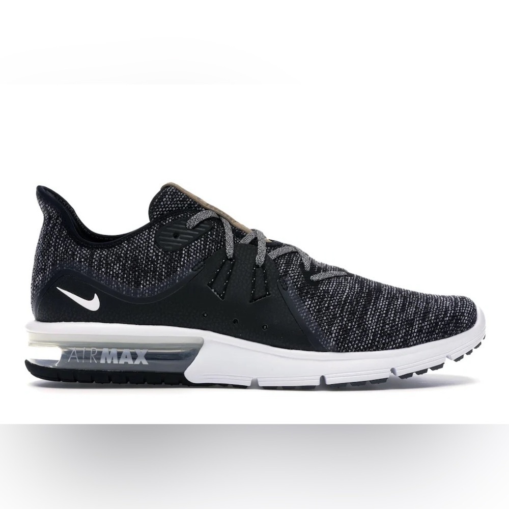 Nike Sequent 3 Air Max 908993-011 Black White Grey Running Shoe Sneakers Sz 7.5